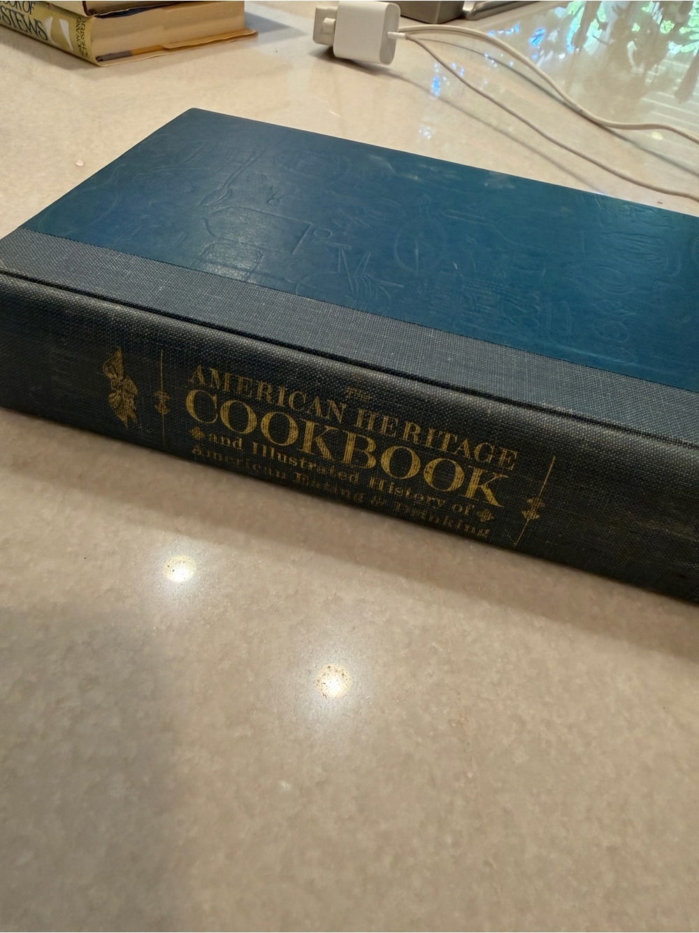 Vintage Blue and Gold Hardcover Cookbook